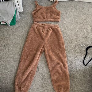 Fuzzy Brown Two Piece Set